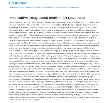 Informative Essay about Realism Art Movement