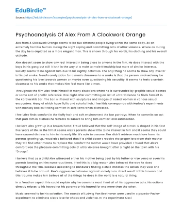 Psychoanalysis Of Alex From A Clockwork Orange