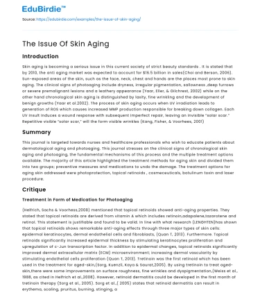 The Issue Of Skin Aging