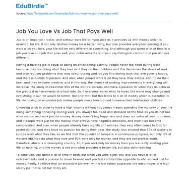 Job You Love Vs Job That Pays Well