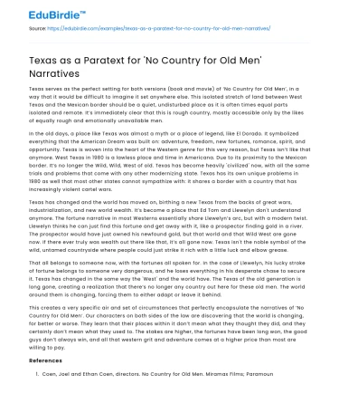 Texas as a Paratext for ‘No Country for Old Men’ Narratives