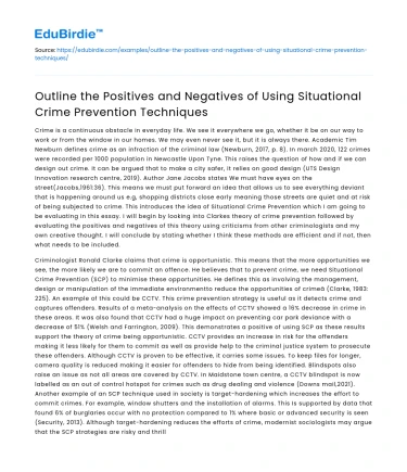 Pros and Cons of Situational Crime Prevention