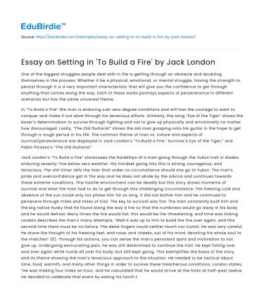 Essay on Setting in ‘To Build a Fire’ by Jack London