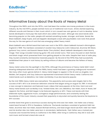 Informative Essay about the Roots of Heavy Metal