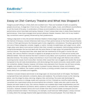 Essay on 21st-Century Theatre and What Has Shaped It
