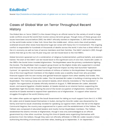 Cases of Global War on Terror Throughout Recent History