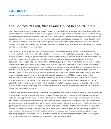 Fear, Stress, and Doubt in The Crucible