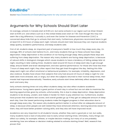 Arguments for Why Schools Should Start Later