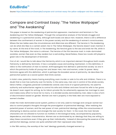 Compare and Contrast Essay: “The Yellow Wallpaper” and “The Awakening”
