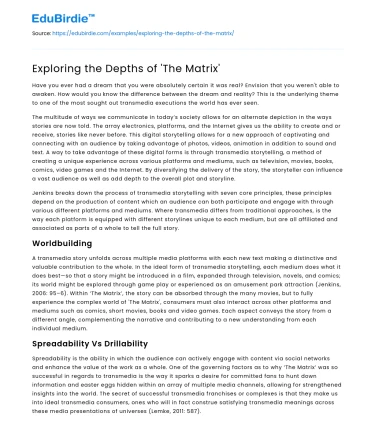 Exploring the Depths of ‘The Matrix’