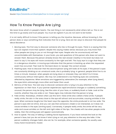 How To Know People Are Lying