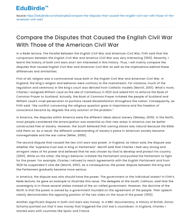 English vs American Civil War Disputes