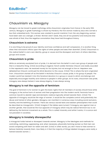 Chauvinism vs. Misogyny