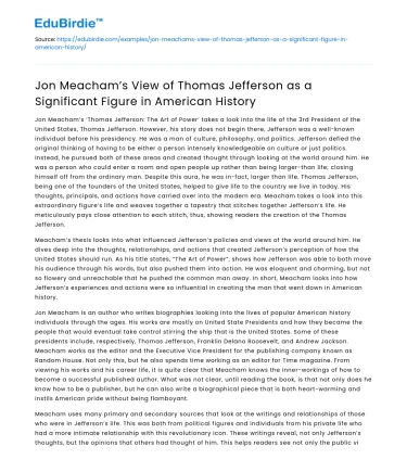 Meacham on Jefferson in American History