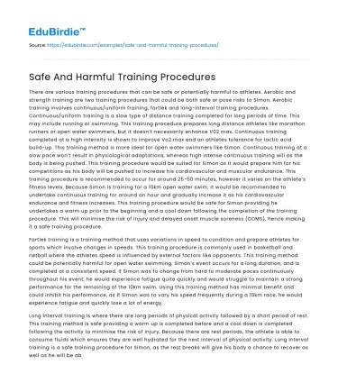 Safe And Harmful Training Procedures