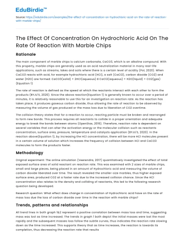 Concentration of HCl and Reaction Rate with Marble Chips