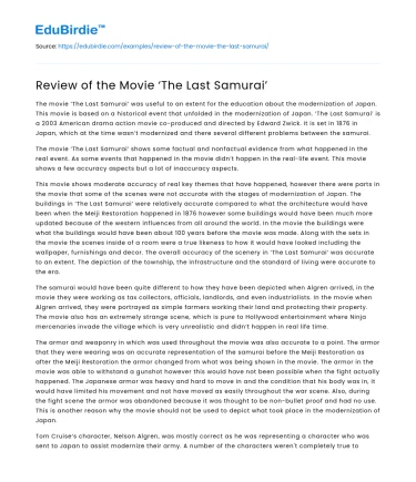 Review of the Movie ‘The Last Samurai’