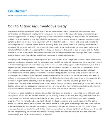 Call to Action: Argumentative Essay