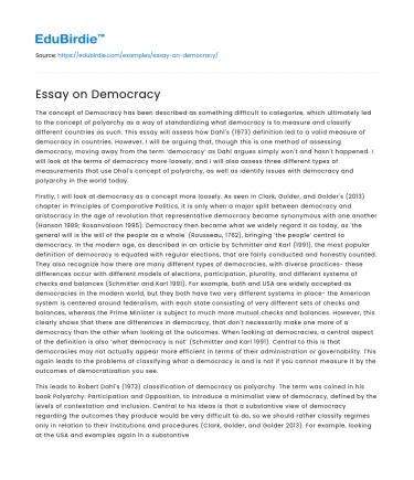 Essay on Democracy