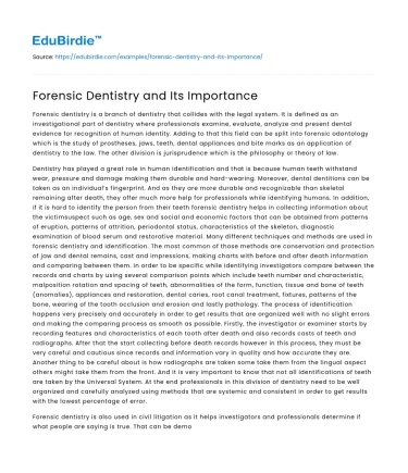 Forensic Dentistry and Its Importance