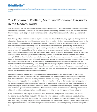 Inequality in Modern Politics and Society