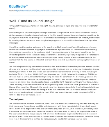 Wall-E’ and Its Sound Design
