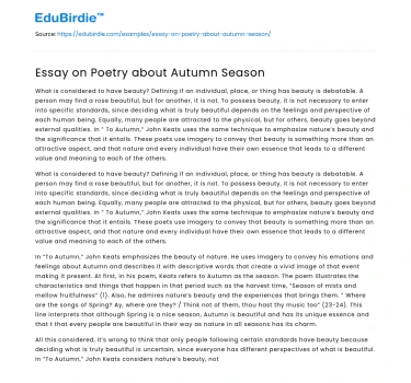 Essay on Poetry about Autumn Season