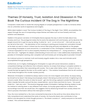 Themes of Honesty, Trust, and Isolation in The Curious Incident