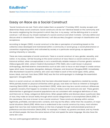 Essay on Race as a Social Construct