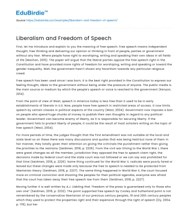 Liberalism and the Dynamics of Speech Freedom