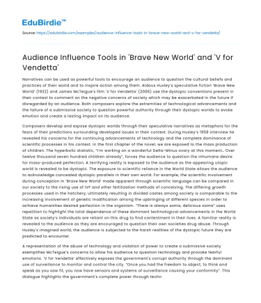 Audience Influence Tools in ‘Brave New World’ and ‘V for Vendetta’