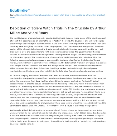 Salem Witch Trials in The Crucible