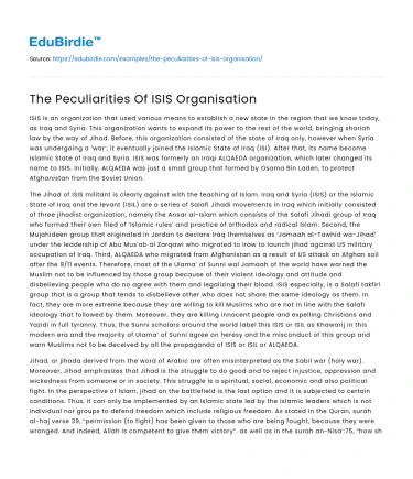 The Peculiarities Of ISIS Organisation