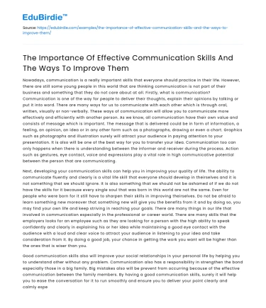 The Importance of Communication Skills and The Ways to Improve Them