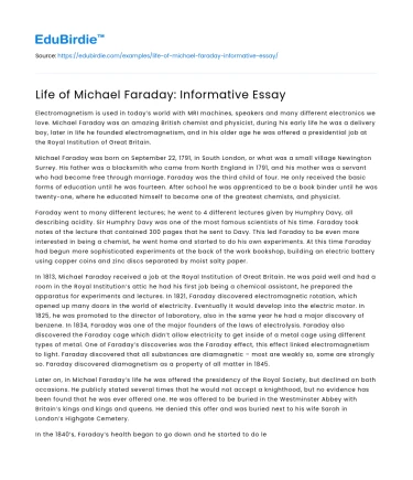 The Remarkable Journey of Michael Faraday