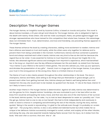 Description The Hunger Games