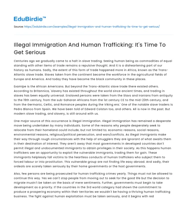 Illegal Immigration And Human Trafficking: It’s Time To Get Serious