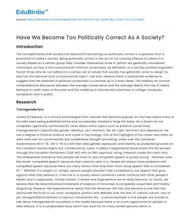 Have We Become Too Politically Correct As A Society?