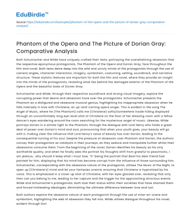 Phantom of the Opera and The Picture of Dorian Gray: Comparative Analysis