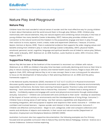 Nature Play And Playground