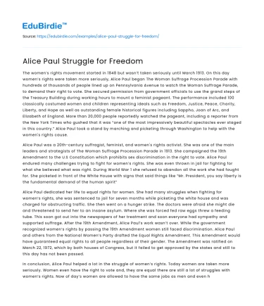 Alice Paul Struggle for Freedom