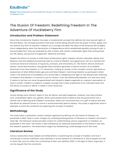 Redefining Freedom in Huck Finn