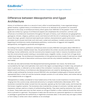 Difference between Mesopotamia and Egypt Architecture