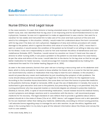Nursing Practice: Ethics and Legal Challenges