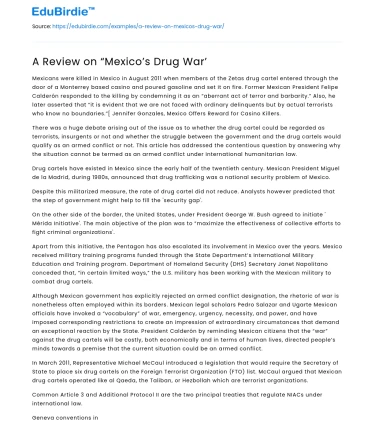 A Review on “Mexico’s Drug War’