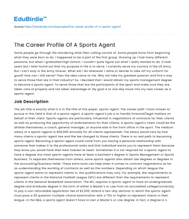 The Career Profile Of A Sports Agent