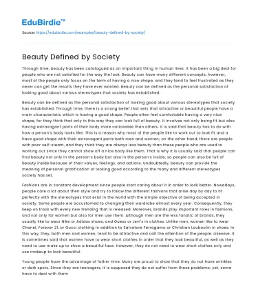 Beauty Defined by Society