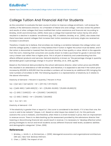 College Tuition And Financial Aid For Students