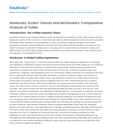 Starbucks, Dunkin’ Donuts and McDonald’s: Comparative Analysis of Cafes