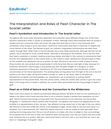 The Interpretation and Roles of Pearl Character in The Scarlet Letter